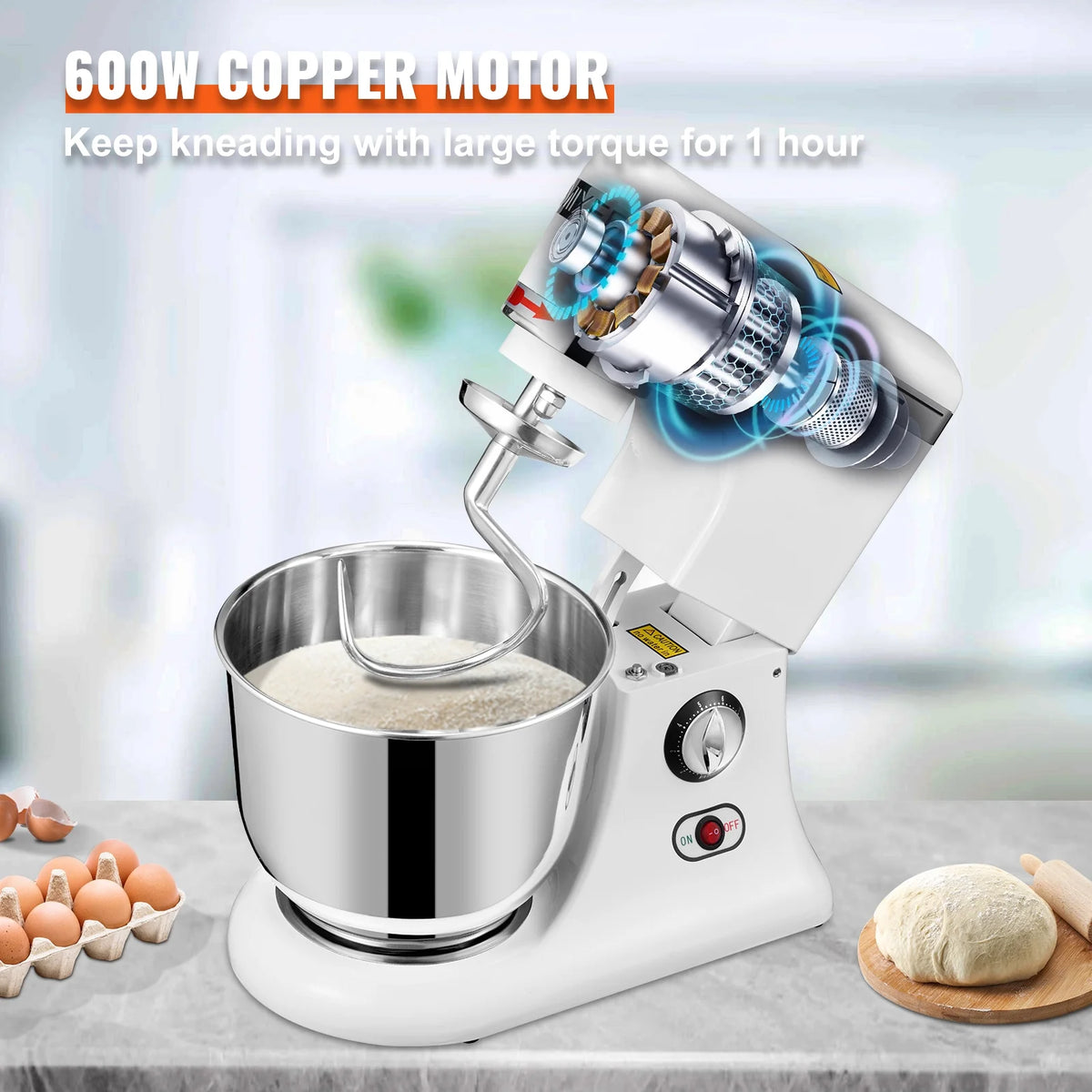 600W 11 Speed Tilt Head Stand Mixer 7.4 Quart Bowl 3 Attachments G14906