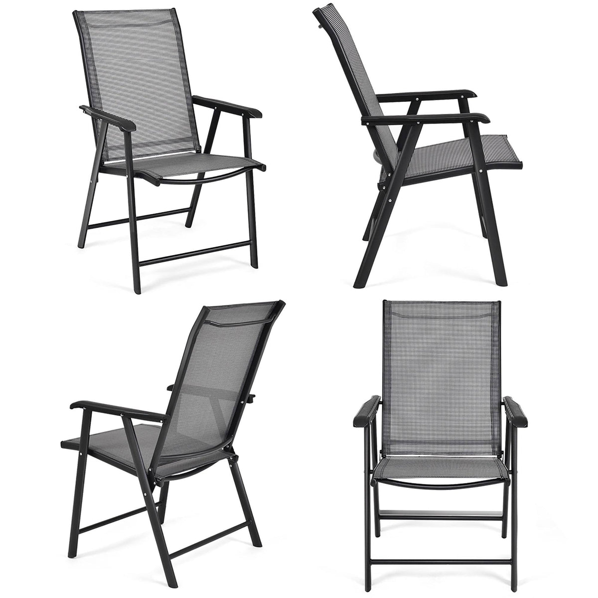 Grey Set of 4 Patio Folding Chairs F537
