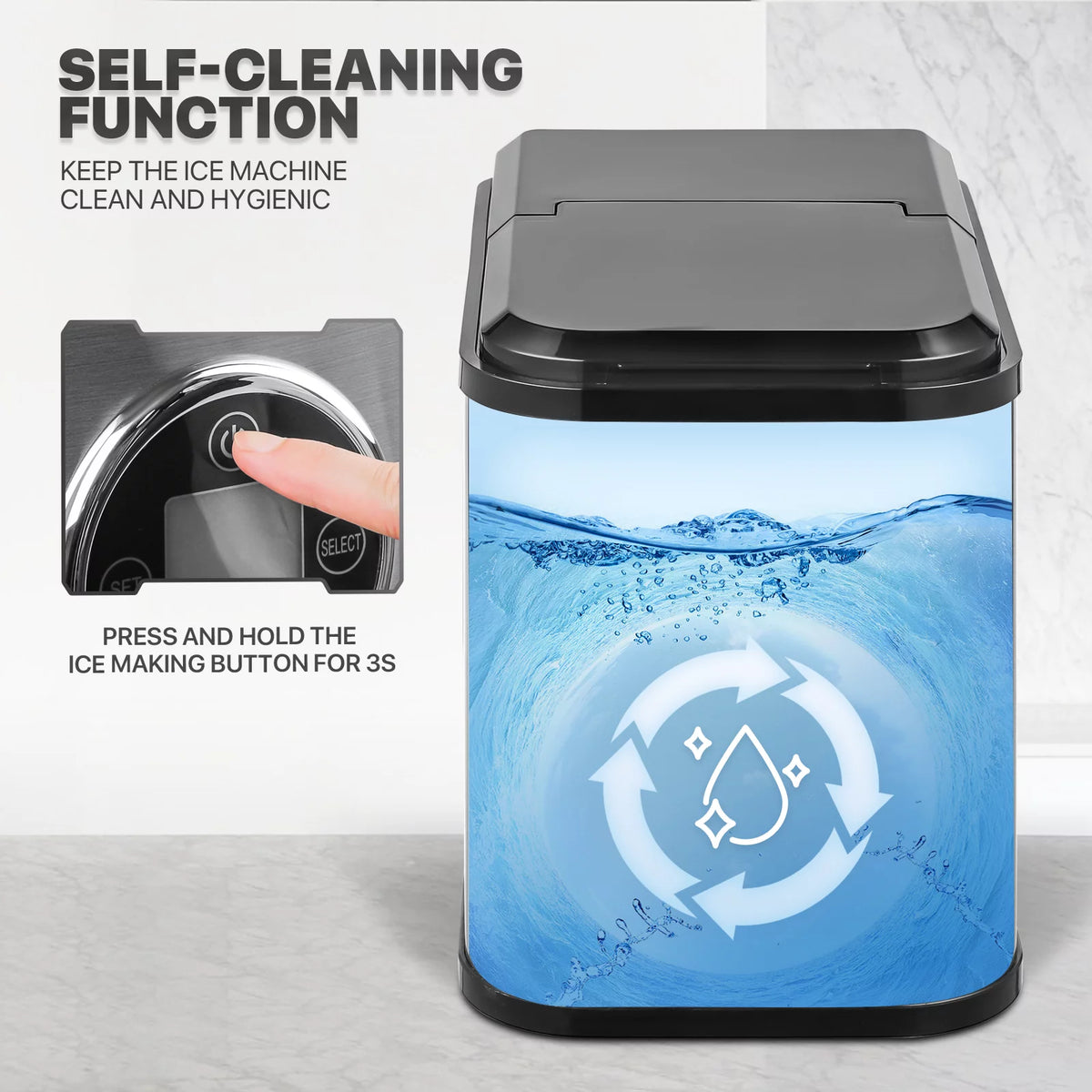 Countertop Portable Ice Maker Machine with Ice Scoop and Basket, Black D76556