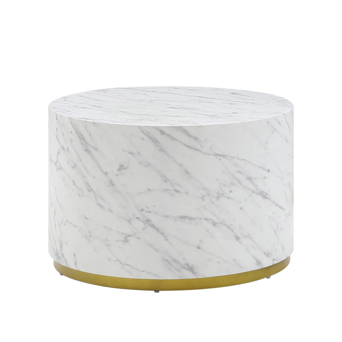 23.6 Inch Marble Pattern Cocktail Table with Gold Metal Base C4585