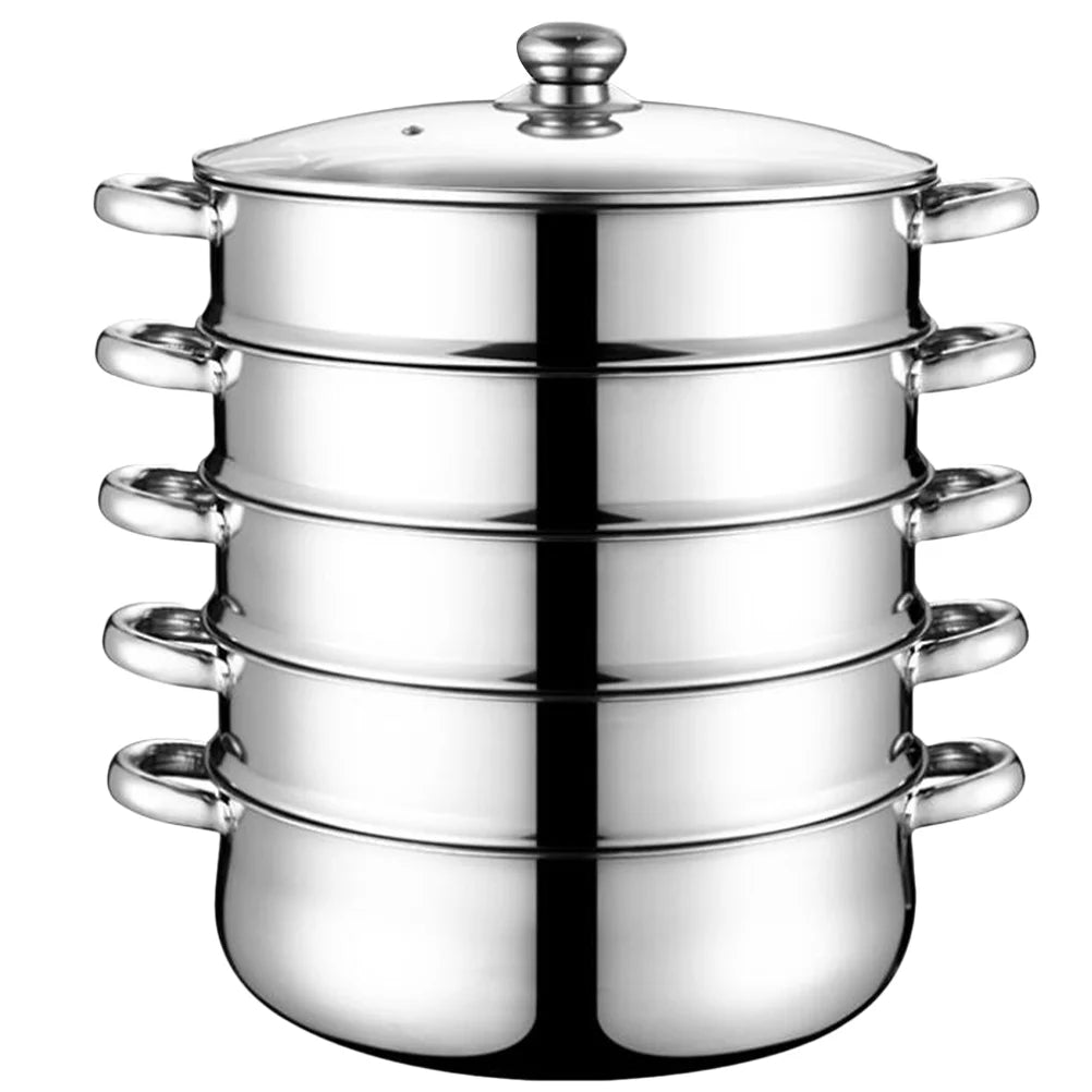 Stainless Steel Steamer Stockpot Soup Pot Silver 28cm I291