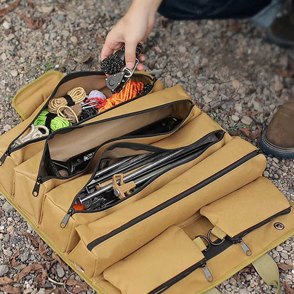 Hanging storage bag Tent Nail Roll-Up Tools Tent Hammer Nail Portable Ox Cloth T87745