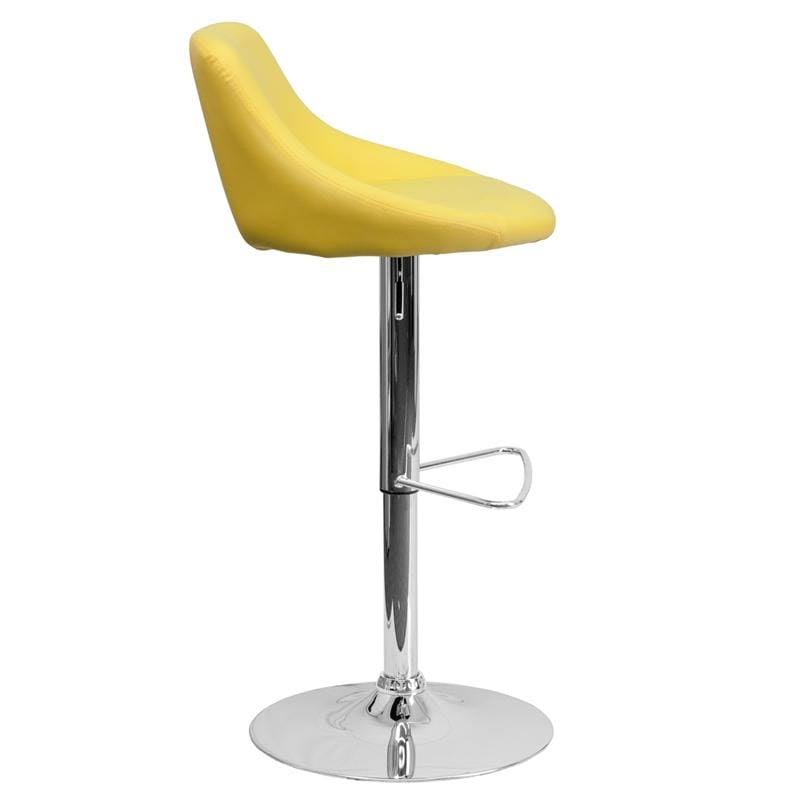 Red Vinyl Bucket Seat Adjustable Height Barstool with Chrome Base G79793