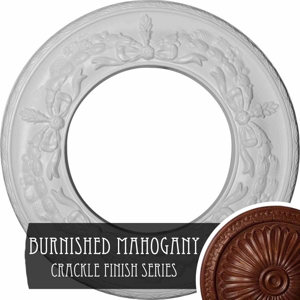Salem Ceiling Medallion, Hand-Painted Burnished Mahogany Crack Q805