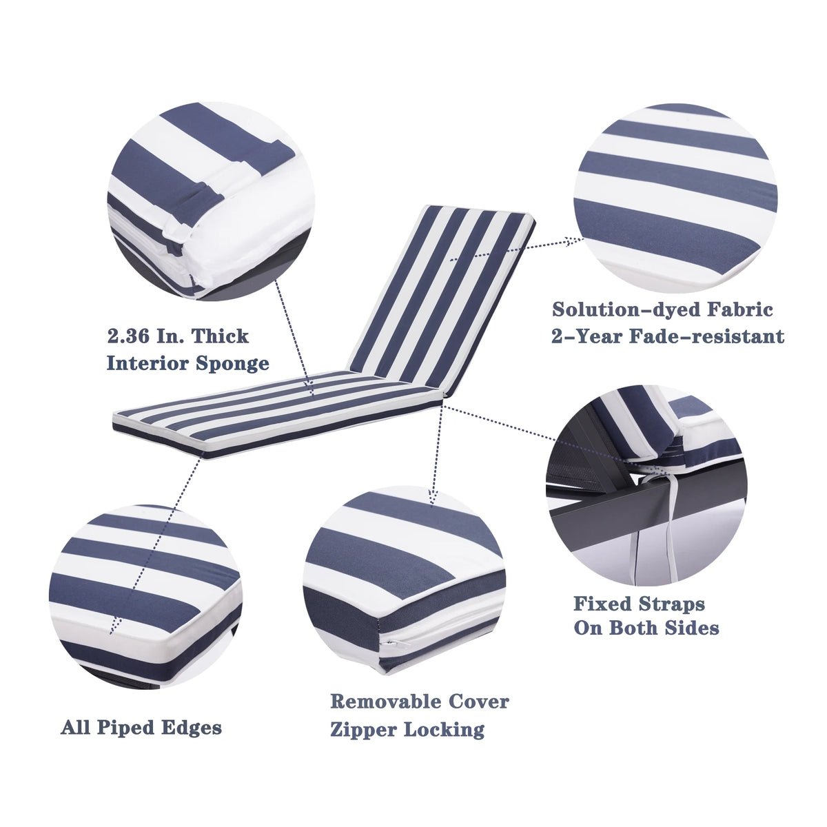 Outdoor Lounge Chair Cushion Replacement Patio Seat Cushion U400532