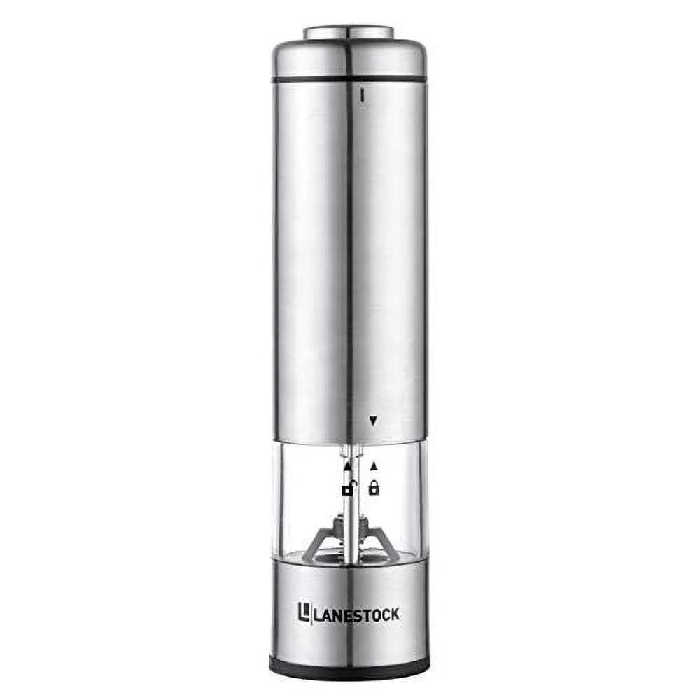 Battery Operated Stainless Steel Salt and Pepper Grinder Set with Stand U6141