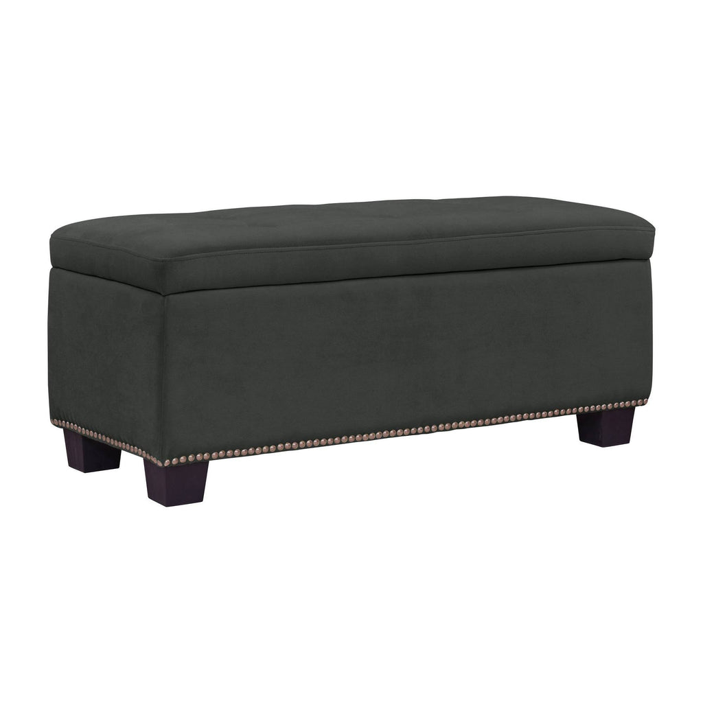 Tufted Storage Ottoman Velvet Gray B639