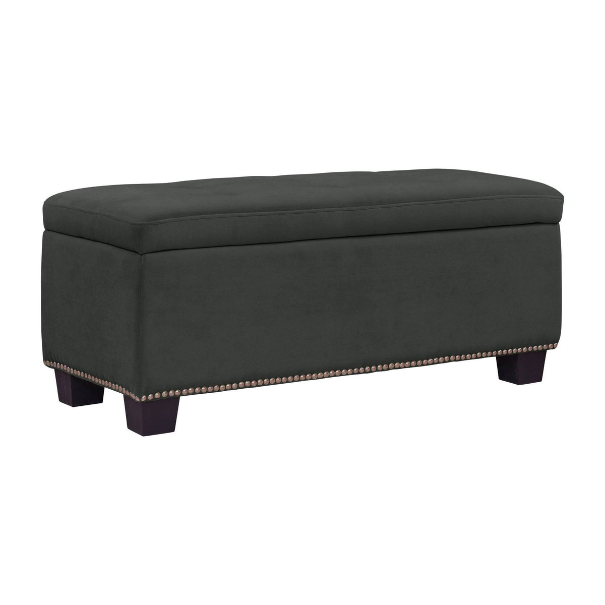 Tufted Storage Ottoman Velvet Gray B639
