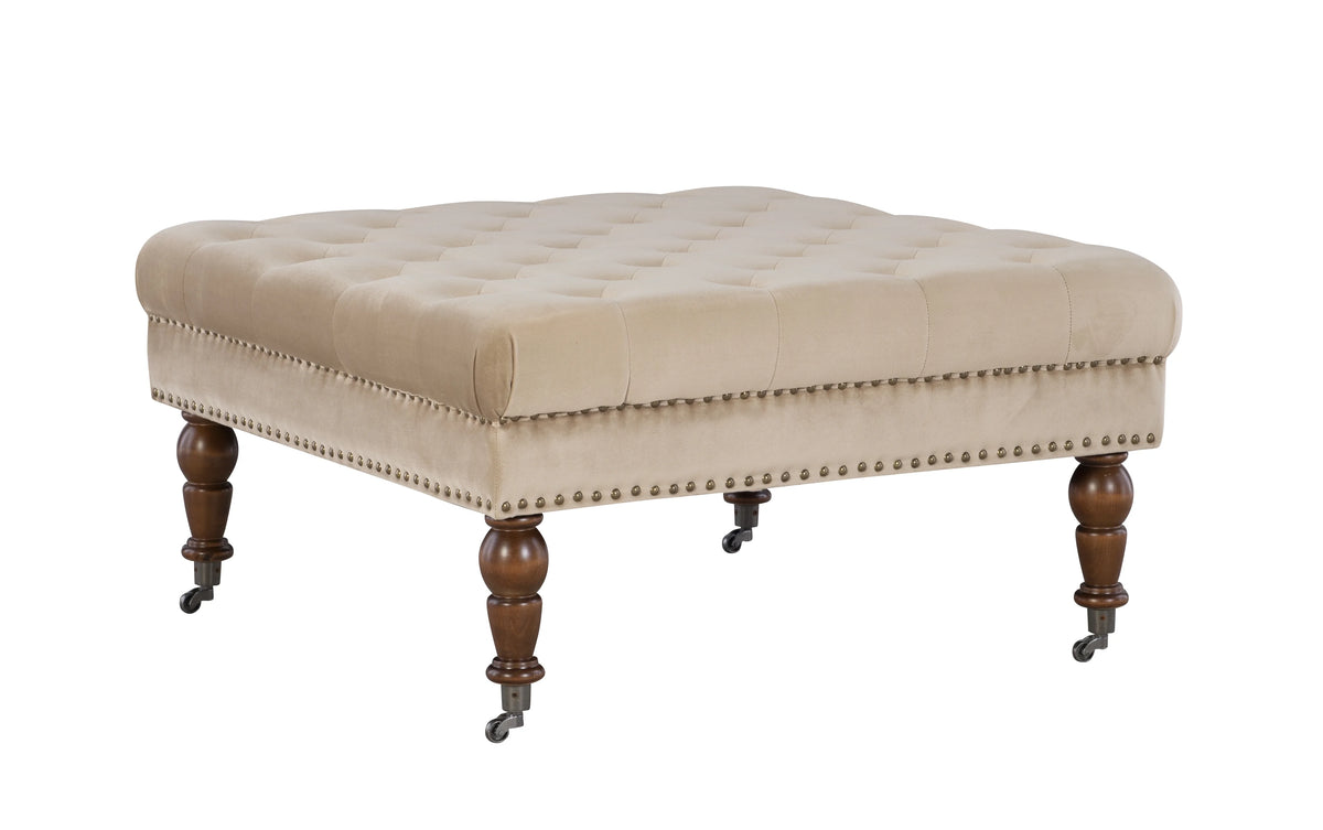 Velvet Square Tufted Ottoman T778