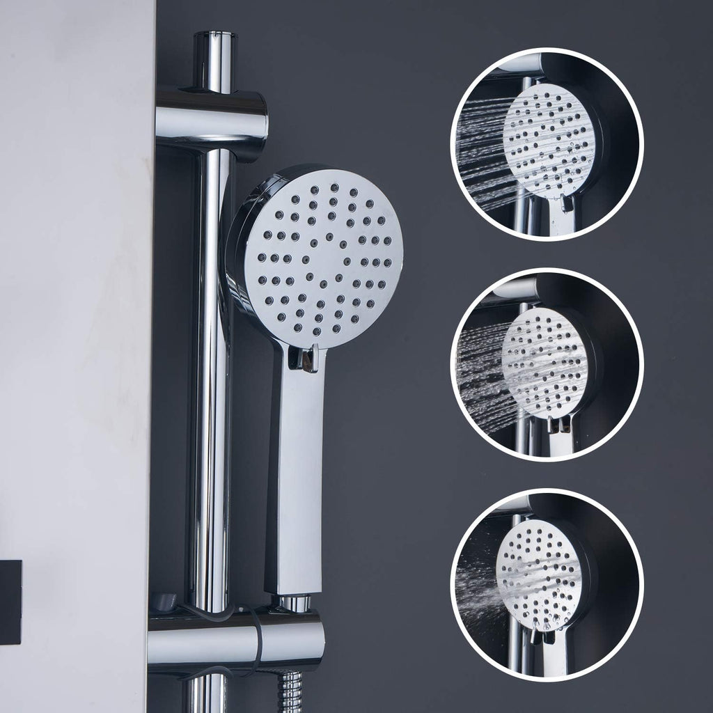 #304 Stainless Steel Shower Panel with LED Temperature Display and 6 Nozzles U28121