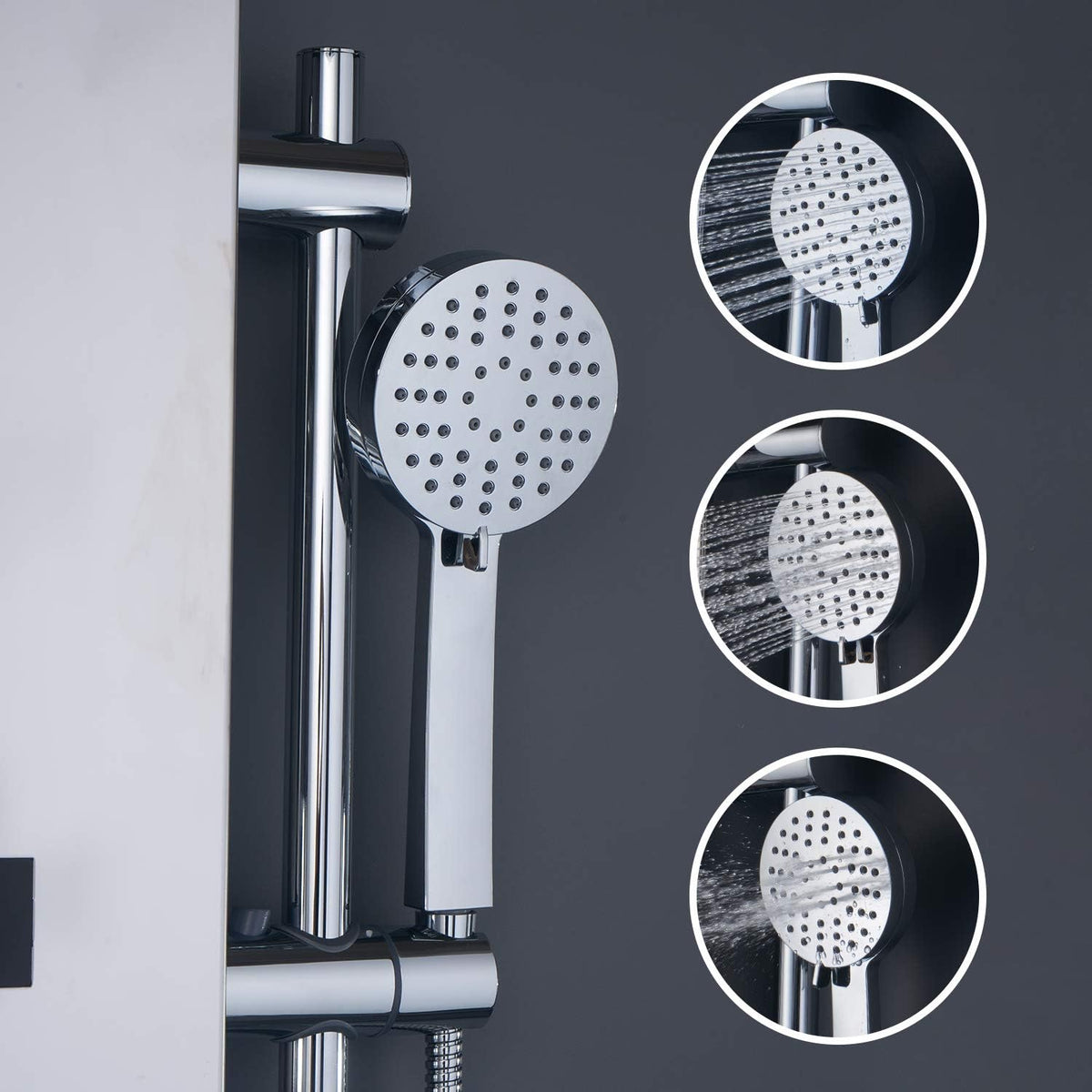 #304 Stainless Steel Shower Panel with LED Temperature Display and 6 Nozzles U28121