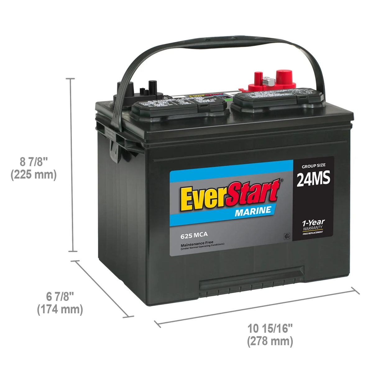 Lead Acid Marine Starting Battery Group Size 24MS 12 Volt 1000 MCA F42898