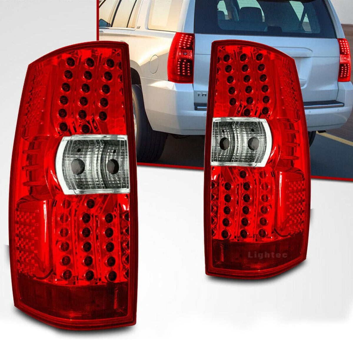 LED Tail Light Assembly for Chevrolet Tahoe Suburban 1500 2500, Black Housing Smoked Lens X73450