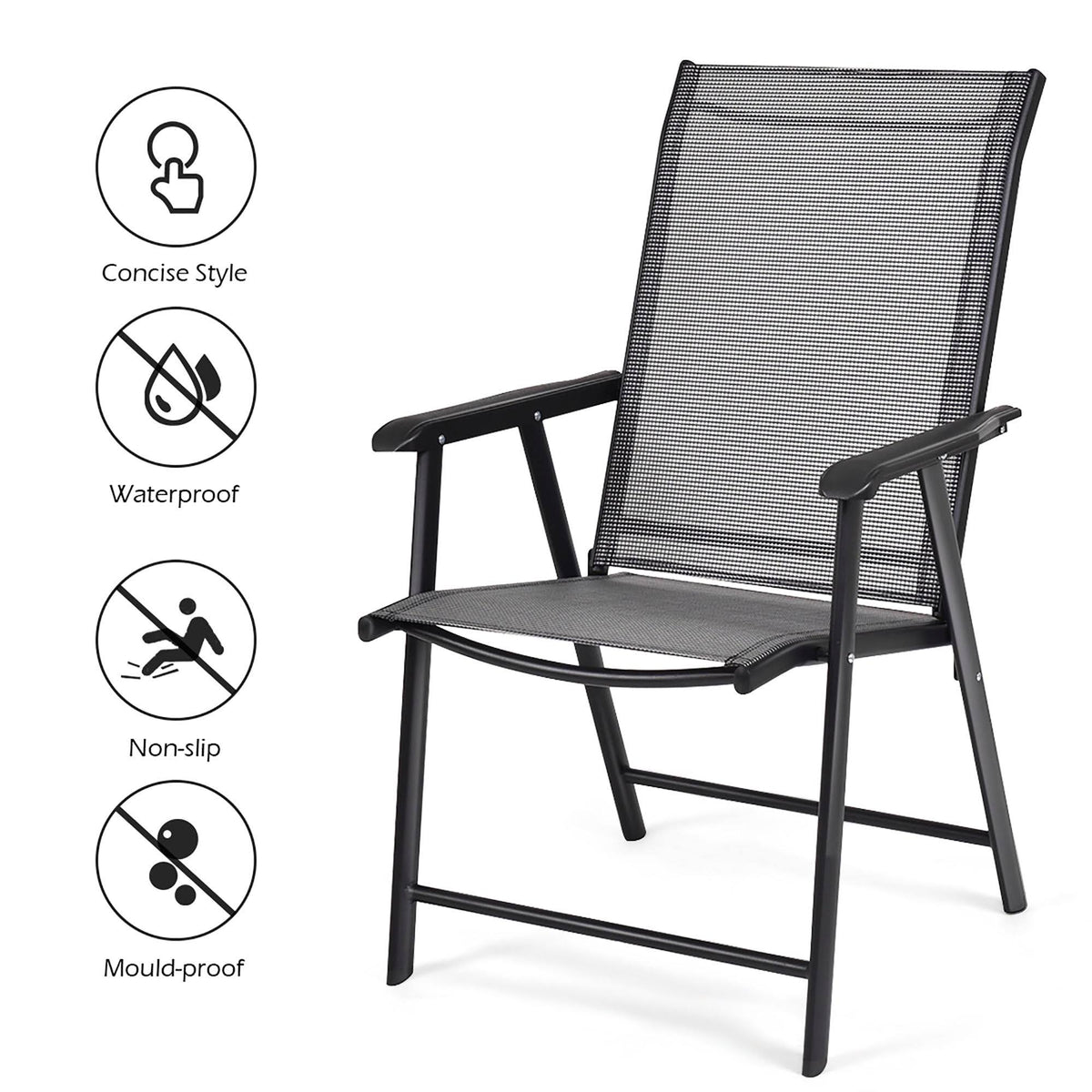 Grey Set of 4 Patio Folding Chairs F537