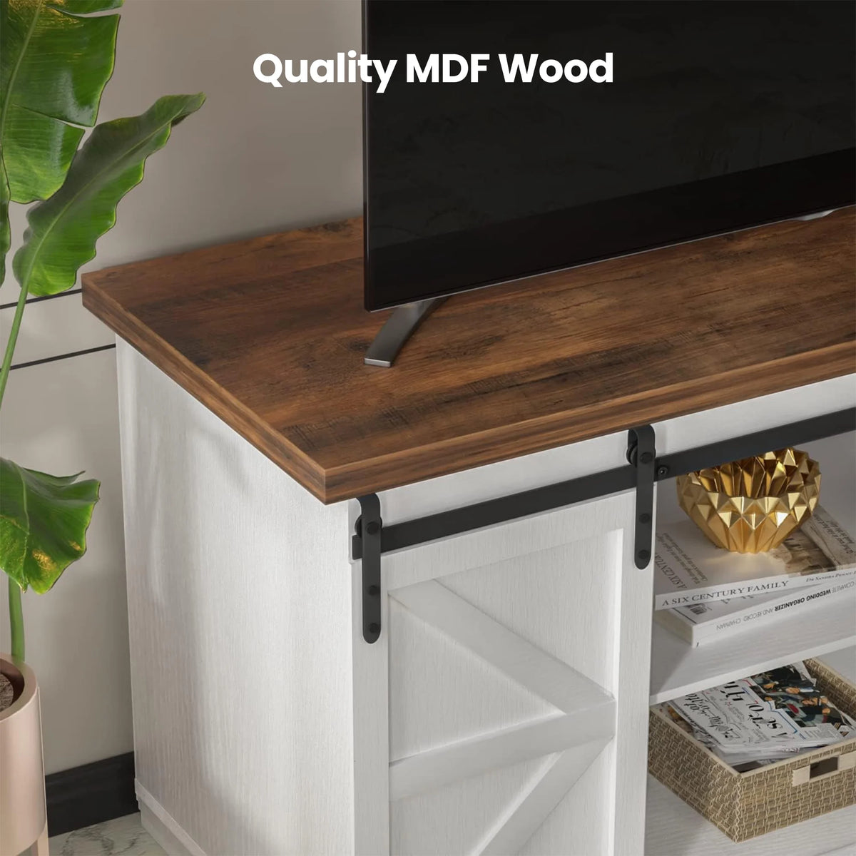 Farmhouse TV Stand with Sliding Barn Door I717855