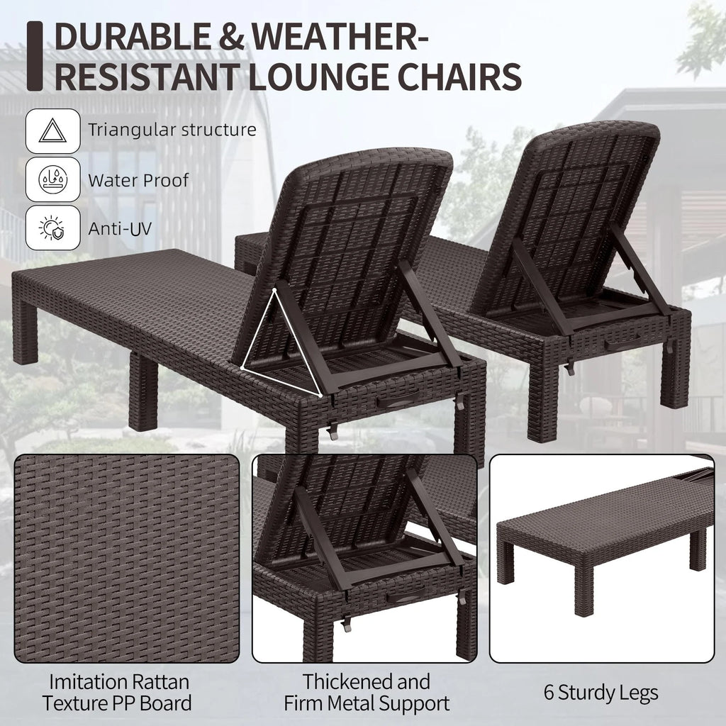 Chaise Lounge Set of 2 with 6 Backrest Angles and Canopy Z2189